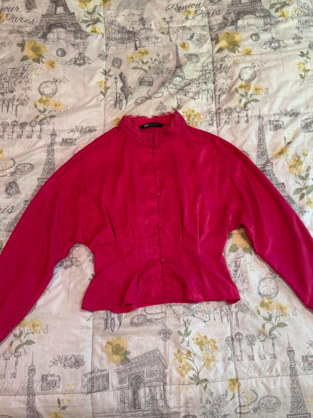Zara Fuchsia Button-Up Blouse